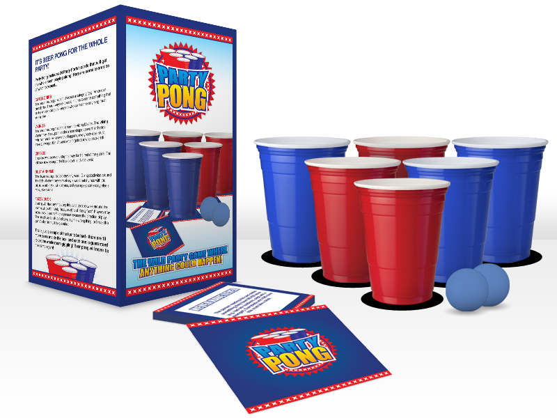 Red PMS 619028 36PC Beer Pong Set in Double Blister Card 